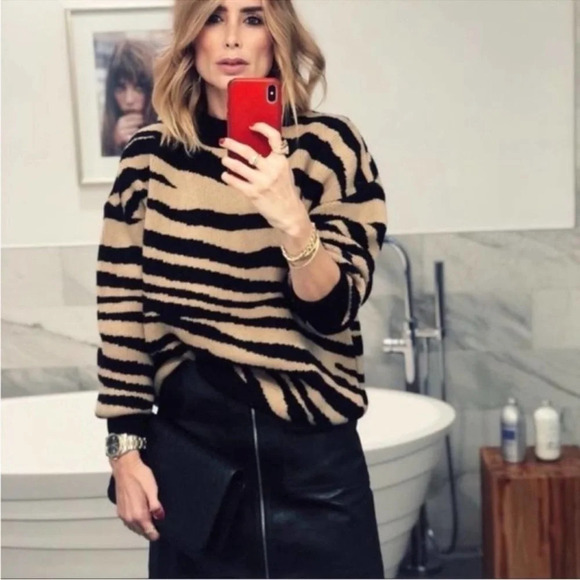 ANINE BING Cheyenne Zebra Cashmere Sweater SZ S - Picture 3 of 9